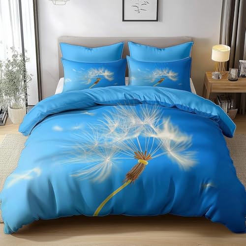 HATEGE Bettwäsche 200x200 Blumen, 3D Wendebettwäsche Blau Microfaser Bettwäsche Set Bettbezug 3 Teilig mit 2 Kissenbezug 80x80 cm 3558-ABC HATEGE Bettwäsche 200x200 Blumen, 3D Wendebettwäsche Blau Microfaser Bettwäsche Set Bettbezug 3 Teilig mit 2 Kissenbezug 80x80 cm 3558-ABC von HATEGE