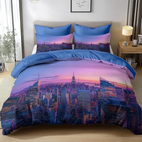 HATEGE Bettwäsche 200x200 New York, 3D Wendebettwäsche Stadtgebäude Microfaser Bettwäsche Set Bettbezug 3 Teilig mit 2 Kissenbezug 80x80 cm 3870-ABC HATEGE Bettwäsche 200x200 New York, 3D Wendebettwäsche Stadtgebäude Microfaser Bettwäsche Set Bettbezug 3 Teilig mit 2 Kissenbezug 80x80 cm 3870-ABC von HATEGE