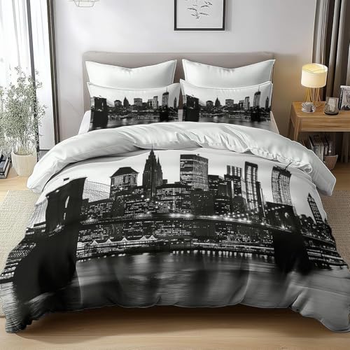 HATEGE Bettwäsche 200x220 Brooklyn Bridge, 3D Wendebettwäsche New York Microfaser Bettwäsche Set Bettbezug 3 Teilig mit 2 Kissenbezug 80x80 cm 3951-ABC HATEGE Bettwäsche 200x220 Brooklyn Bridge, 3D Wendebettwäsche New York Microfaser Bettwäsche Set Bettbezug 3 Teilig mit 2 Kissenbezug 80x80 cm 3951-ABC von HATEGE