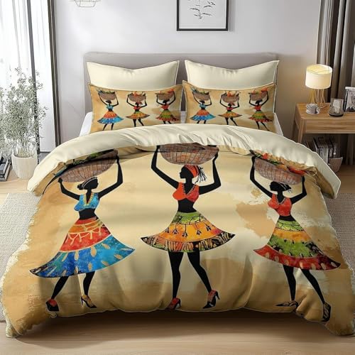 HATEGE Bettwäsche 220x240 Afrikanische Frau, 3D Wendebettwäsche Afrikanisches Muster Microfaser Bettwäsche Set Bettbezug 3 Teilig mit 2 Kissenbezug 80x80 cm 3944-ABC HATEGE Bettwäsche 220x240 Afrikanische Frau, 3D Wendebettwäsche Afrikanisches Muster Microfaser Bettwäsche Set Bettbezug 3 Teilig mit 2 Kissenbezug 80x80 cm 3944-ABC von HATEGE