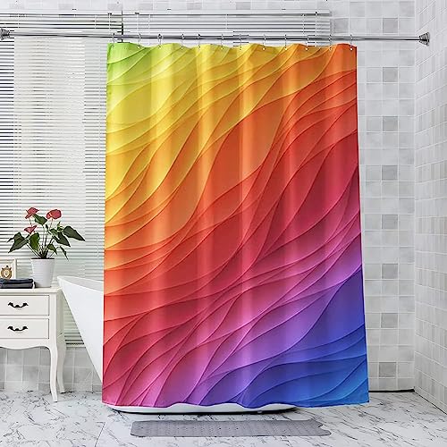 HATEGE Duschvorhang Anti-Schimmel Kunstdesign 3D Duschvorhänge 200x240 Regenbogen Duschvorhang Textil Waschbar Wsserdicht für Badezimmer Badewanne Badevorhang Bad von HATEGE