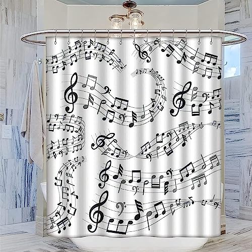 HATEGE Duschvorhang Anti-Schimmel Musik Noten 3D Duschvorhänge 200x240 Musik Duschvorhang Textil Waschbar Wsserdicht für Badezimmer Badewanne Badevorhang Bad HATEGE Duschvorhang Anti-Schimmel Musik Noten 3D Duschvorhänge 200x240 Musik Duschvorhang Textil Waschbar Wsserdicht für Badezimmer Badewanne Badevorhang Bad von HATEGE