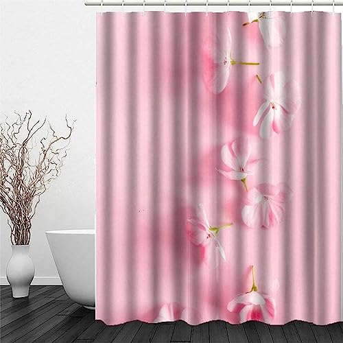 HATEGE Duschvorhang Anti-Schimmel Rosa 3D Duschvorhänge 200x240 Mädchen Duschvorhang Textil Waschbar Wsserdicht für Badezimmer Badewanne Badevorhang Bad von HATEGE