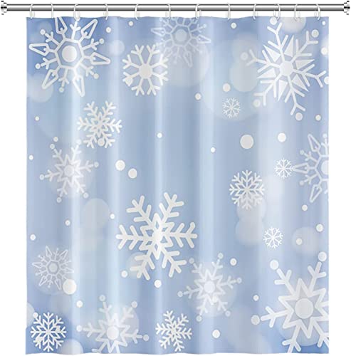 HATEGE Duschvorhang Anti-Schimmel Schnee-Schnee-Szene 3D Duschvorhänge 120x200 Winter Duschvorhang Textil Waschbar Wsserdicht für Badezimmer Badewanne Badevorhang Bad von HATEGE