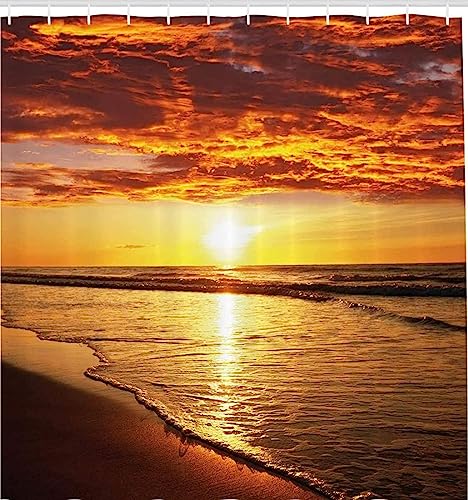 HATEGE Duschvorhang Anti-Schimmel Sonnenuntergang 3D Duschvorhänge 200x240 Meerblick Duschvorhang Textil Waschbar Wsserdicht für Badezimmer Badewanne Badevorhang Bad HATEGE Duschvorhang Anti-Schimmel Sonnenuntergang 3D Duschvorhänge 200x240 Meerblick Duschvorhang Textil Waschbar Wsserdicht für Badezimmer Badewanne Badevorhang Bad von HATEGE