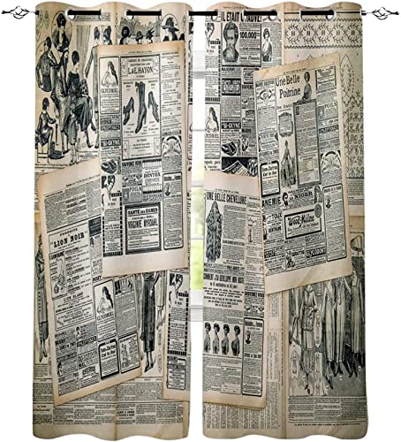 HATEGE Vorhang Blickdicht Alte Zeitung Gardinen mit Ösen 3D Muster Retro Blickdichte Vorhänge Thermovorhang Kälteschutz Verdunklungsvorhänge für Wohnzimmer Schlafzimmer 2er Set 117x183 cm(BxH HATEGE Vorhang Blickdicht Alte Zeitung Gardinen mit Ösen 3D Muster Retro Blickdichte Vorhänge Thermovorhang Kälteschutz Verdunklungsvorhänge für Wohnzimmer Schlafzimmer 2er Set 117x183 cm(BxH von HATEGE