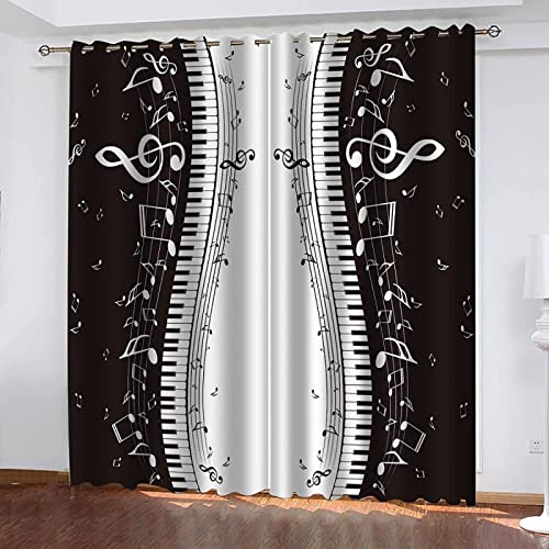 HATEGE Vorhang Blickdicht Musik Gardinen mit Ösen 3D Muster Musikalische Noten Blickdichte Vorhänge Thermovorhang Kälteschutz Verdunklungsvorhänge für Wohnzimmer Schlafzimmer 2er Set 75x166 cm(BxH HATEGE Vorhang Blickdicht Musik Gardinen mit Ösen 3D Muster Musikalische Noten Blickdichte Vorhänge Thermovorhang Kälteschutz Verdunklungsvorhänge für Wohnzimmer Schlafzimmer 2er Set 75x166 cm(BxH von HATEGE