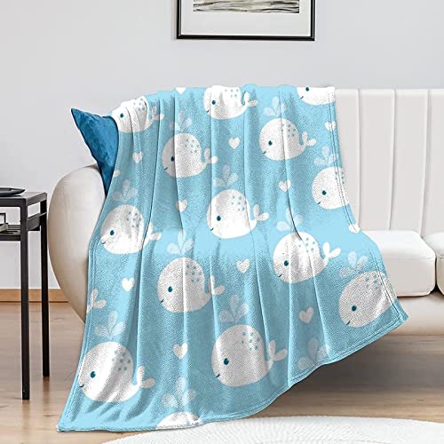 Kuscheldecke Flauschige Niedlicher Cartoon-wal Decke 130x150 cm Weich Blaue Kinder Decken Warm Flanell Fleecedecke Sofadecke Wohndecke für Bett Couch Sofa von HATEGE