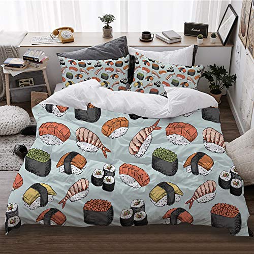 HATESAH Bedding Bettwäsche,Sushi,Bettwäsche 135x200cm,Kopfkissenbezug 2（50x80cm） von HATESAH