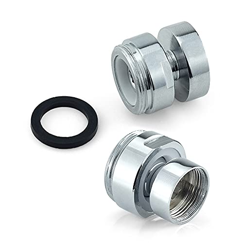 HATOOLHA® 2 x schwenkbarer Wasserhahn-Adapter, 360 Grad Messinggewinde, Wasserhahn-Adapter, Wasserhahn-Luftsprudler Anschluss (Innengewinde auf Außengewinde, 22 mm – 22 mm) von HATOOLHA
