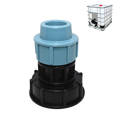 IBC Wassertank-Wasserhahn-Adapter, IBC Tote Tanks Schlauchverschraubung Schnellverbinder Stoßfass Ablauf Adapter, Einlass S60x6 Grobgewinde (20 mm, I-Formauslass) von HATOOLHA