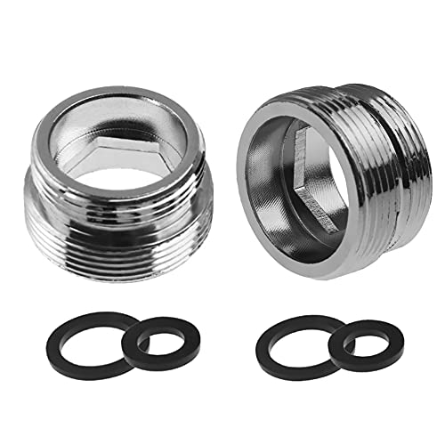 2 x Metall-Wasserhahn-Adapter, 22 mm Außengewinde auf 24 mm Außengewinde, Messing-Wasserhahn-Luftsprudler für Badezimmer, Küche, Wasseraufbereiter von HATOOLHA