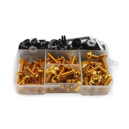 195 STÜCKE Verkleidungsschrauben Karosserieschrauben Mutter Für Y&amaha R1 R6 R3 FZ1 FZ6 FZ8 MT03 MT07 MT09 MT10 XJ6 TMAX XMAX R125 MT-25 Verkleidungsschraubensatz(GOLD) von HATSVTGR