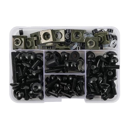 Für Aprilia 177PCS Verkleidungsschrauben Kits Karosserieschrauben Mutter Verkleidungsschraubensatz(Schwarz) von HATSVTGR