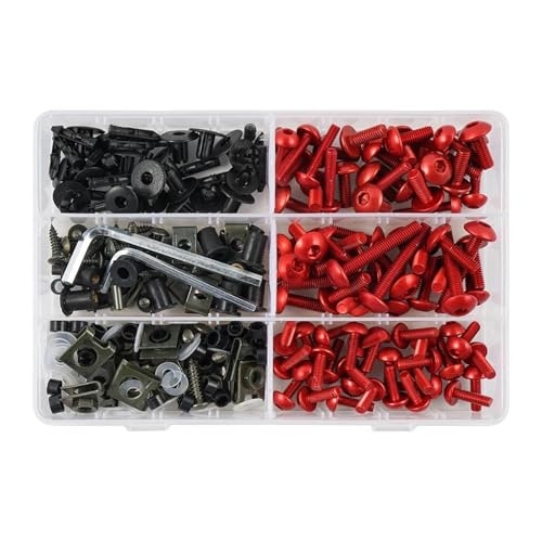 Für Ducati 253PCS Verkleidungsschraube Mutter Körper Schrauben Verkleidungsschraubensatz(Rot) von HATSVTGR