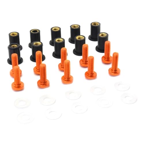 Für Y&amaha YZF R1 R6 R3 R25 XJ6 FJR1300 XT600 TDM 850 900 Tmax Nmax Xmax 125 155 10PCS 5mm Windschutzscheibe Windschutzscheibe Schraube Kit Verkleidungsschraubensatz(Orange) von HATSVTGR