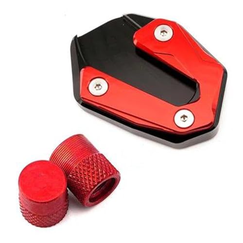 HATSVTGR Ständer-Vergrößerungsplatte Zubehör Motorrad Ständer Fuß Seitenständer Vergrößerungspad Reifenventilkappe Für Y&amaha YZFR7 YZF-R7 YZF R7 2021-2024+ Ständerpolster(Rot,1 Satz) von HATSVTGR