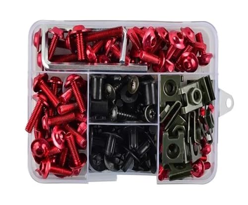 Motorrad Verkleidung Bolzen Schrauben Kit Mutter Clips Für Verkleidungsschraubensatz(ROT) von HATSVTGR