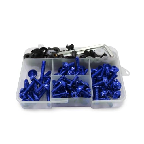 Verkleidungsschraubensatz 195PCS Set M6 M5 Verkleidung Schrauben Kit Karosserie Schrauben Mutter Für Y&amaha MT07 MT09 MT10 R1 3 Windschutzscheibenmuttern(Blau) von HATSVTGR
