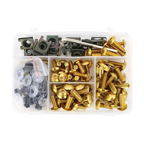 Verkleidungsschraubensatz Für CBR1100XX VFR750F VFR 800 1200F VTR 1000 RC51 CBR 600RR 100RR CBR600 F MotorradFull Verkleidungsschrauben Kit Karosserieschrauben Windschutzscheibenmuttern(GOLD) von HATSVTGR