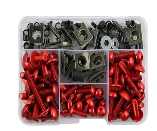 Verkleidungsschraubensatz Für Kawasaki 177PCS Motorrad Verkleidungsschrauben Schrauben Mutter Komplettes Kit Windschutzscheibenmuttern(Rot) von HATSVTGR