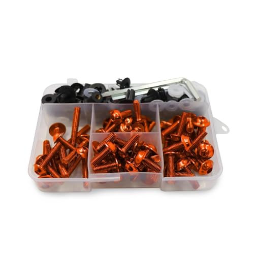 Verkleidungsschraubensatz Für Suzuki 195PCS Set M6 M5 Verkleidungsschrauben Kit Karosserieschrauben Mutter Windschutzscheibenmuttern(Orange) von HATSVTGR