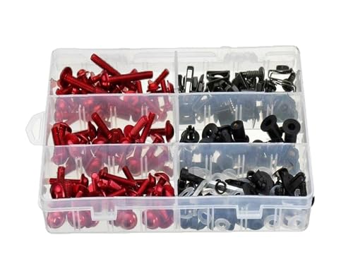 Verkleidungsschraubensatz Komplette Verkleidungsschrauben Kit Befestigungsclips Schraubenmutter Kit Set 223 Stück Für Triumph Windschutzscheibenmuttern(Rot) von HATSVTGR