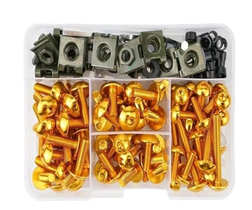Verkleidungsschraubensatz Motorrad Verkleidung Bolzen Schrauben Mutter Kompletter Satz Für Suzuki 177PCS Windschutzscheibenmuttern(GOLD) von HATSVTGR