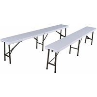 HATTORO 2er Set Campingbänke faltbare Bänke Gartenbank Bank Koffer 180 cm Weiß von HATTORO
