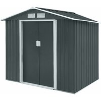 S100 Metall Gerätehaus mit Bodenrahmen 213 × 117 × 185 cm (BxTxH) 3,6m³ Satteldach Grau - Hattoro von HATTORO