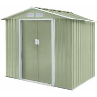 Hattoro - S100 Metall Gerätehaus mit Bodenrahmen 213 × 117 × 185 cm (BxTxH) 3,6 m³ Satteldach Grün von HATTORO