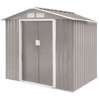 Hattoro - S100 Metall Gerätehaus mit Bodenrahmen 213 × 117 × 185 cm (BxTxH) 3,6 m³ Satteldach Hellgrau von HATTORO