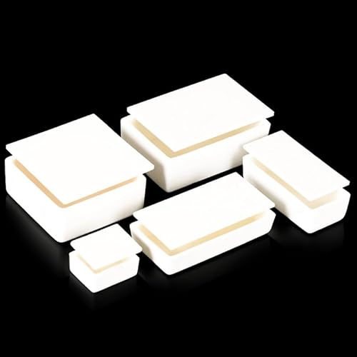 1 Stück quadratischer Tiegel aus 99% Aluminiumoxid mit Deckel for den Laborgebrauch – for die Analyse und das Schmelzen von Metall- und Nichtmetallproben(20ml(60x30x20mm)) von HAUJGG