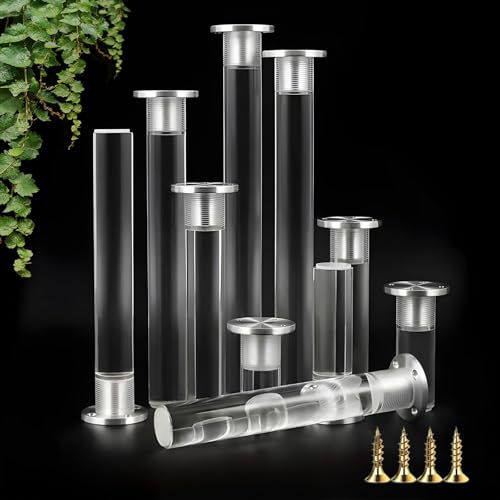 HAUJGG Verstellbare Couchbeine aus Acryl – 4er-Set, robuste Ersatzmöbelbeine for Heimwerkerprojekte, 9–30 cm(Clear,15cm/5.91inch) von HAUJGG