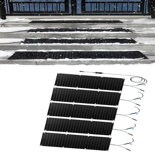 Schneeschmelzende Gehwegmatte – rutschfeste Gummimatte for den Außenbereich zur Schneeräumung im Winter mit Netzkabel (3 Stück, 39,9 x 61 cm)(30x60cmx5Pcs) von HAUJGG