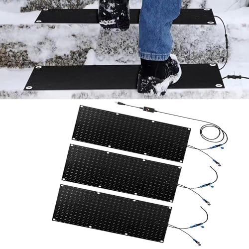 Schneeschmelzmatte – Elektrische Schneematte for den Außenbereich for Treppen, Gehwege, Einfahrten – Rutschfest, schnell schmelzend (25,4 x 120 cm)(40x160cmx3Pcs) von HAUJGG