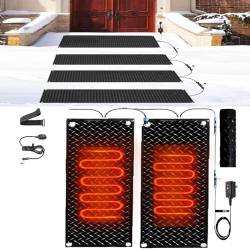 Schneeschmelzmatte – for Außentreppen, Einfahrten und Türen – Effizientes Schnee- und Eisschmelzgerät mit Netzkabel(25.4x76.2cmx2Pcs) von HAUJGG