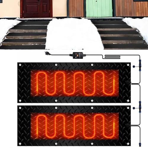 Schneeschmelzmatte – rutschfeste Gehwegunterlage for den Außenbereich im Winter – 4 Stück, 30 x 120 cm (12 x 48 Zoll) – for Treppen, Türen und Einfahrten(40x60cmx2Pcs) von HAUJGG