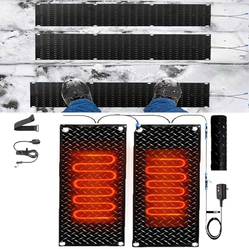 Schneeschmelzmatten for Außentreppen – Anti-Rutsch-Gummimatten mit Netzkabel for den Winter (3 Stück 30 x 60 cm)(25.4x120cmx2Pcs) von HAUJGG