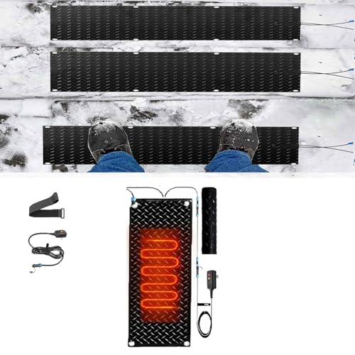 Schneeschmelzmatten for Außentreppen – Anti-Rutsch-Gummimatten mit Netzkabel for den Winter (3 Stück 30 x 60 cm)(25.4x90cmx1Pcs) von HAUJGG
