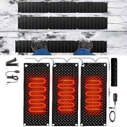 Schneeschmelzmatten for Außentreppen – Anti-Rutsch-Gummimatten mit Netzkabel for den Winter (3 Stück 30 x 60 cm)(30x60cmx3Pcs) von HAUJGG