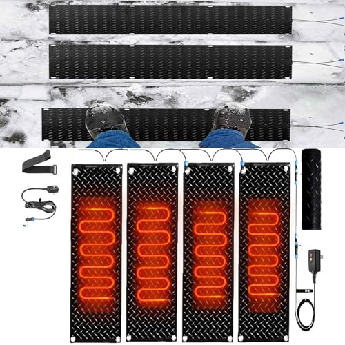 Schneeschmelzmatten for Außentreppen – Anti-Rutsch-Gummimatten mit Netzkabel for den Winter (3 Stück 30 x 60 cm)(30x90cmx4Pcs) von HAUJGG