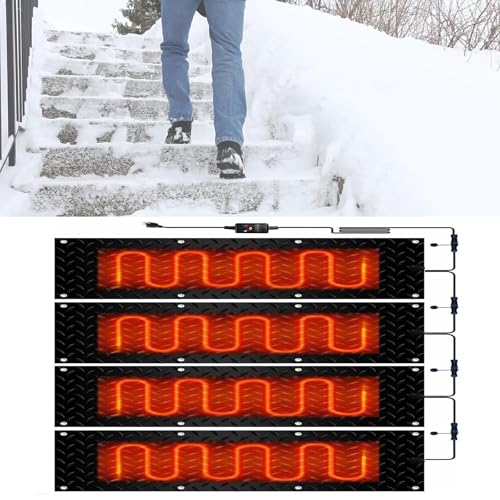 Schneeschmelzmatten for Außentreppen – mit Netzkabel for Gehwege und Einfahrten im Winter (2 Stück 30 x 60 cm)(25.4x76.2cmx4Pcs) von HAUJGG