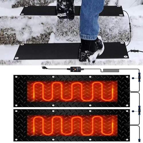 Schneeschmelzmatten for den Außenbereich – Elektrische Schneeschmelzmatten zur Schneeräumung im Winter, for Treppen, Garagen und Gehwege(40x120cmx2Pcs) von HAUJGG