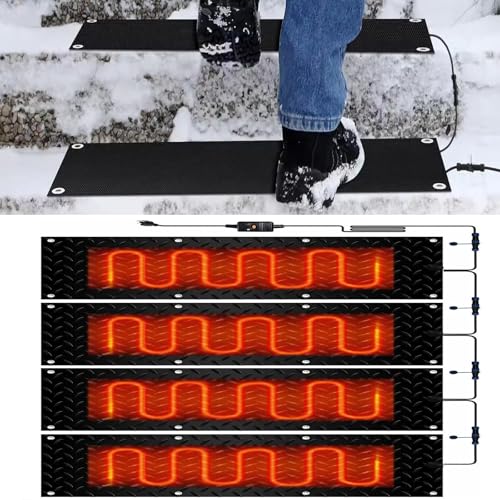 Schneeschmelzmatten for den Außenbereich – Elektrische Schneeschmelzmatten zur Schneeräumung im Winter, for Treppen, Garagen und Gehwege(40x60cmx4Pcs) von HAUJGG