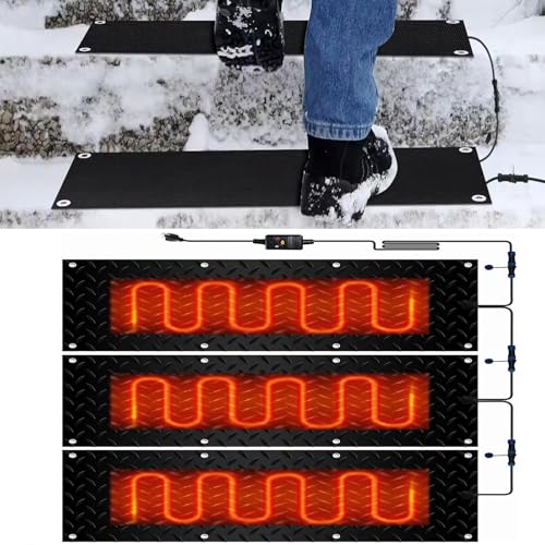 Schneeschmelzmatten for den Außenbereich – Elektrische Schneeschmelzmatten zur Schneeräumung im Winter, for Treppen, Garagen und Gehwege(40x80cmx3Pcs) von HAUJGG