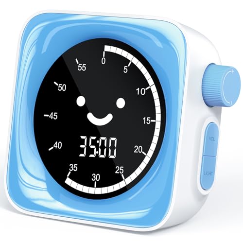 60-Minuten-visueller Timer für Kinder, digitaler Timer, visueller Timer, Countdown-Timer für Kinder, Kleinkinder, Timer für Schule, Klassenzimmer, Zeitmanagement-Werkzeug mit leisem Betrieb, Blau und von HAUKINIX