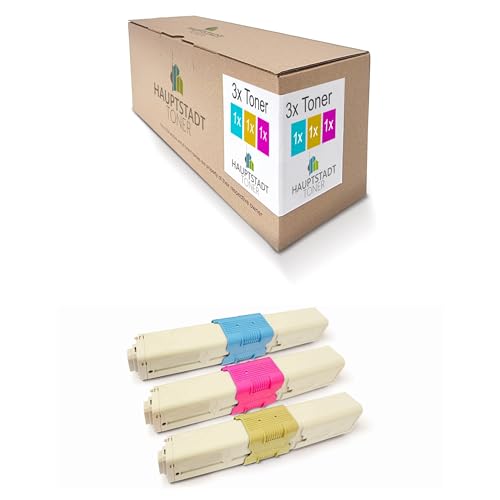 3X Hauptstadttoner Toner kompatibel mit Oki C 301 321 wie 44973533-44973535 Color Cyan Magenta Yellow von HAUPTSTADT TONER