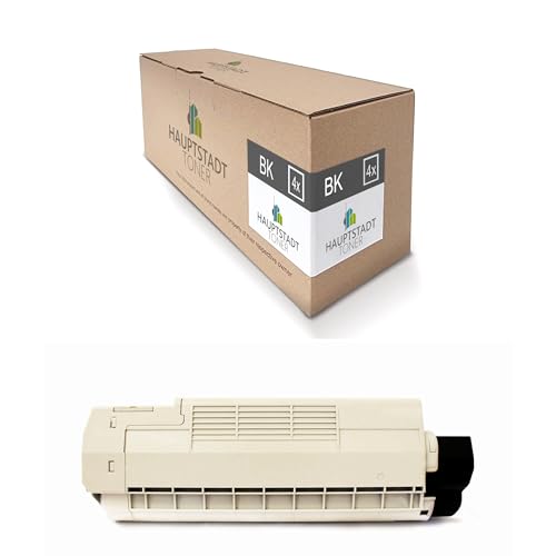 4X Hauptstadttoner Toner kompatibel mit Oki C 610 wie 44315308 Black Schwarz Cartridges Kartuschen von HAUPTSTADT TONER
