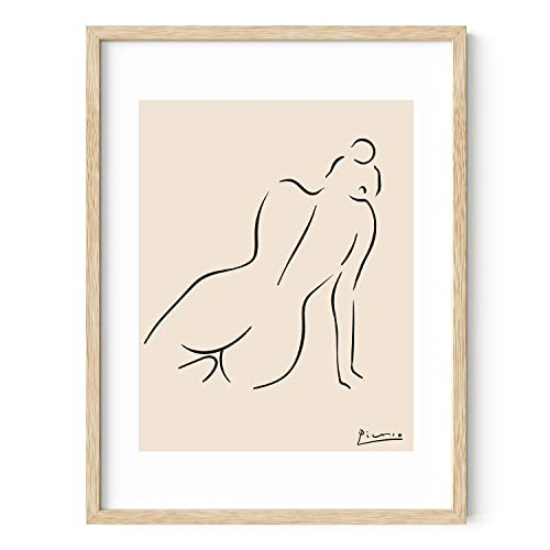 HAUS AND HUES Picasso Linienzeichnung Abstrakte Frau Wandkunst Pablo Picasso Kunstwerk Wandkunst Frau Silhouette Schwarz Minimalistischer weiblicher Körperdruck Matisse Nackter Körper Picasso Gerahmt von HAUS AND HUES